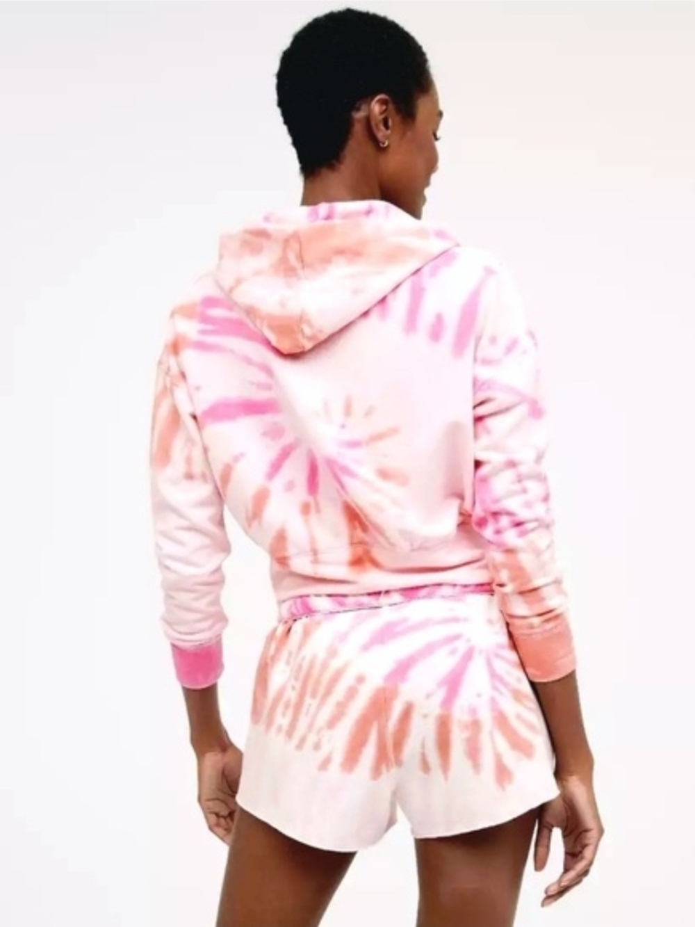 Offline By Aerie Ott Fleece Tie-Dye Hoodie Cropped Womens Large Pink - Picture 2 of 11